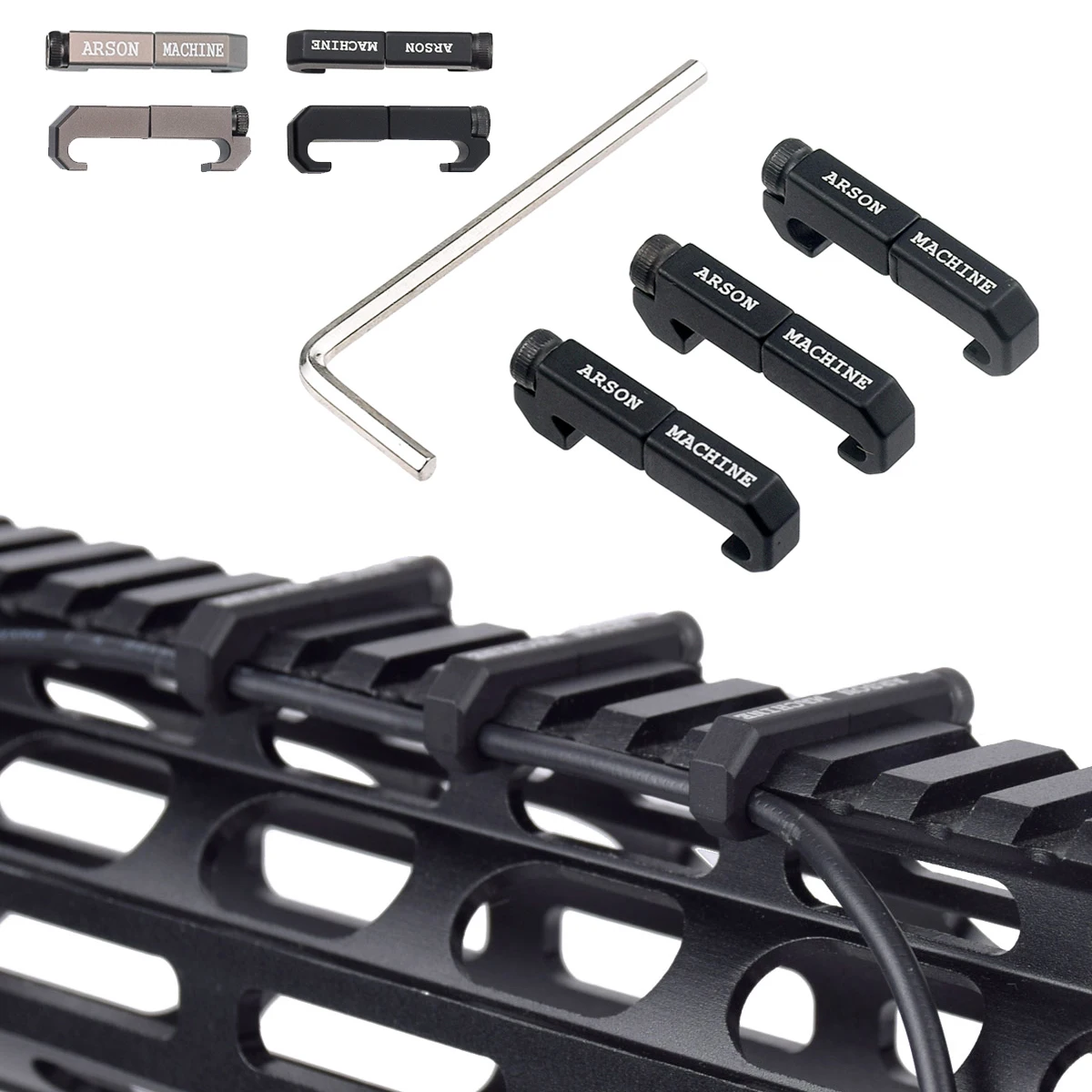 Sistema de guía de cables táctico M-LOK Keymod gestión de cables SF M300 M600 cubierta de interruptor de PEQ ligero Clip de Cable de riel Picatinny de 20mm - imagen 5