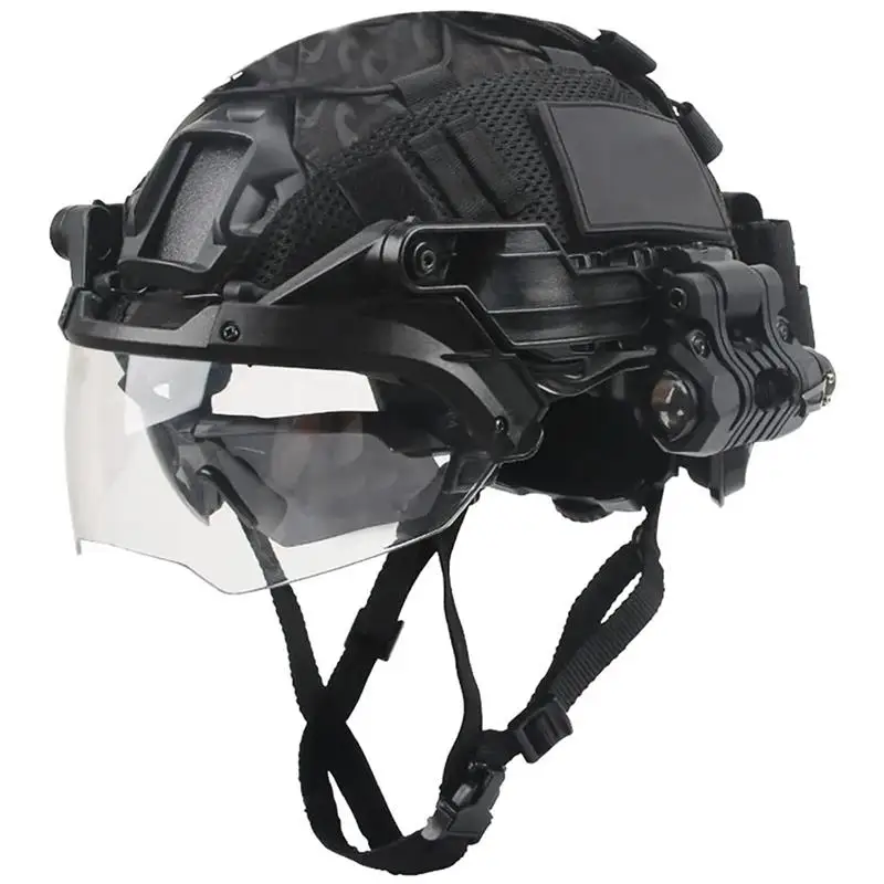 AQzxdc Juego de linterna táctica Visera de casco ajustable con casco Airsoft y cubierta de casco para juego de tiro de pistola Paintball BBS - imagen 3