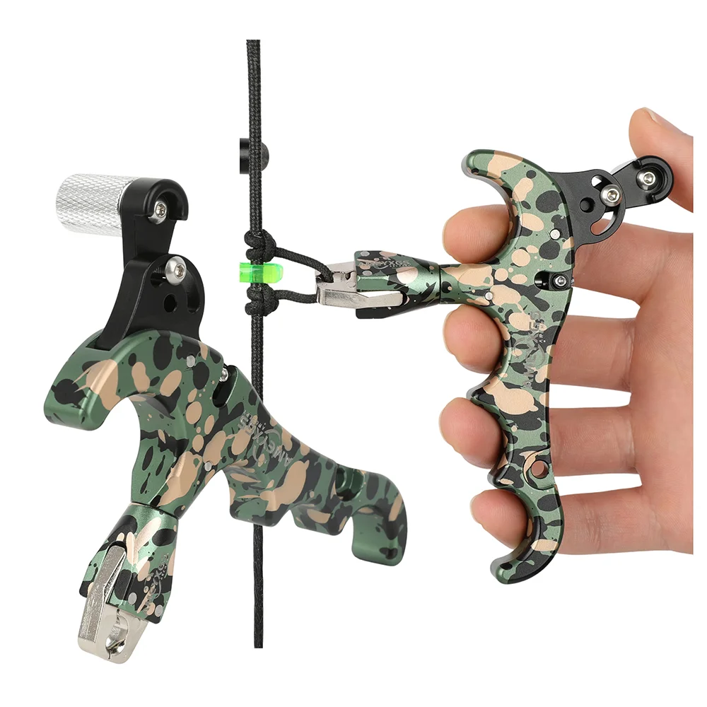 Liberación del arco compuesto de tiro con arco de 4 dedos 360 °   Accesorios de tiro ajustables de aleación de aluminio LH/RH de liberación de pulgar de caza giratoria