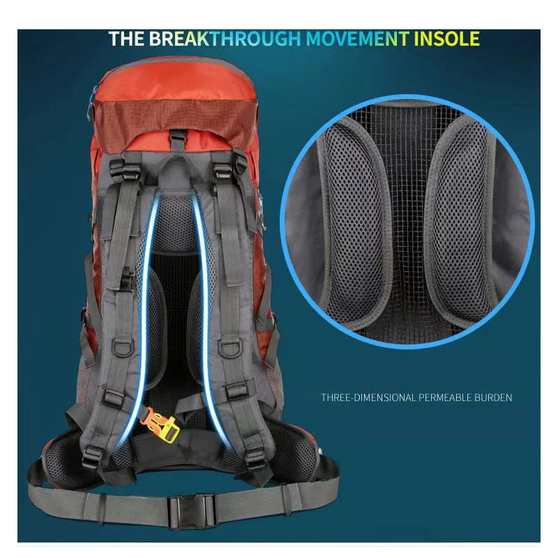Mochila de gran capacidad de 70L para hombre, bolsa de escalada, impermeable, para senderismo, Molle, Camping, bolsas de hombro, paquete de agua XA8WA - imagen 4