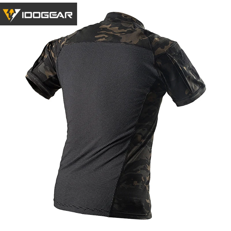 Idogear-camisa táctica de manga corta para exteriores, camisa de combate militar, Camuflaje, Airsoft, Multicam, negro, Ventilación de verano - imagen 3