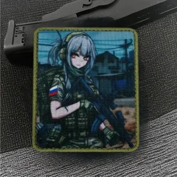 Parches tácticos de insignia de moral de soldado femenino de Anime ruso, brazalete militar táctico, gancho y bucle, accesorios para mochila, pegatina