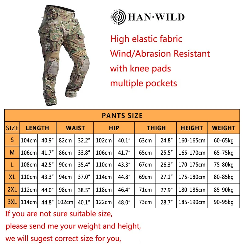 HAN WILD G3-pantalones de combate para hombre, ropa deportiva CP para escalar, senderismo, pesca, equipo de caza, pantalones Cargo, Tops - imagen 3