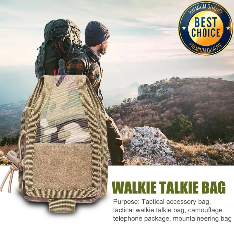 Bolsa de soporte para Walkie Talkie Molle para exteriores, nailon 1000D, táctica, caza, escalada, cinturón, bolsas para teléfono, bolsa de almacenamiento para intercomunicador - imagen 4