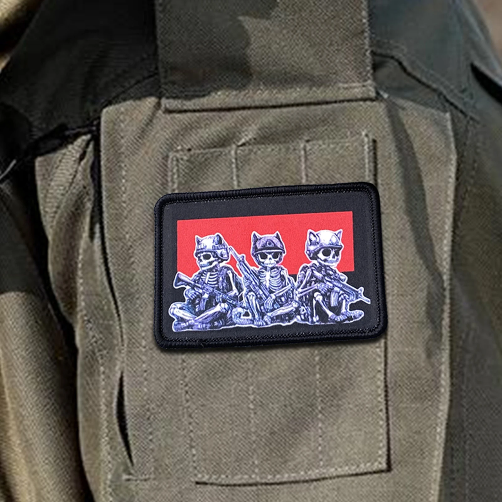 Parche táctico de gato y calavera, insignia de moral divertida con gancho y bucle, parches militares, brazalete, ropa de Chevron, pegatinas para mochila - imagen 5