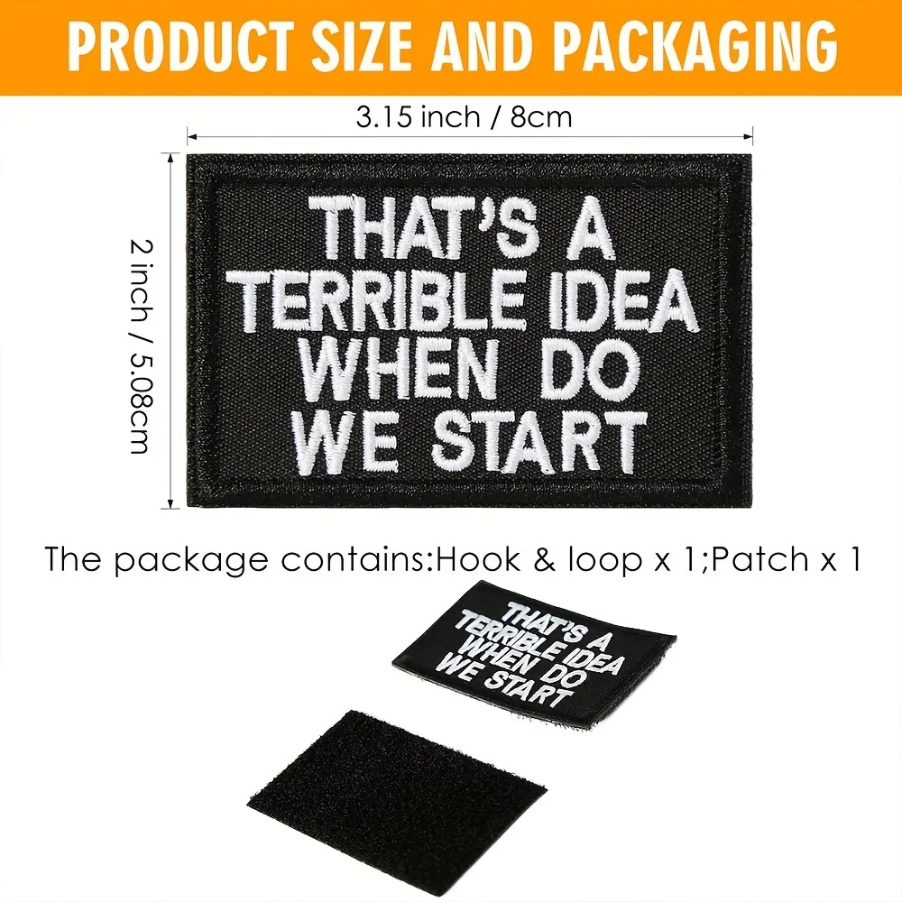 Parches Velcro Mochila TáCticos De Bordados "Una idea terrible" Funny Meme Velcros Patch Cierre de gancho y bucle - Insignia de moral militar bordada táctica para mochila Molle - imagen 5