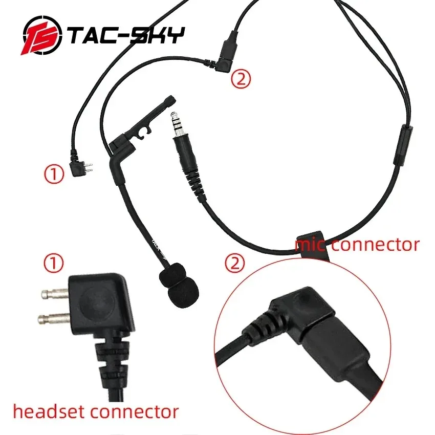 Kit de línea Y TAC-SKY, compatible con micrófonos U94 PTT o PELTO PTT y Comta para auriculares COMTAC de caza al aire libre - imagen 5