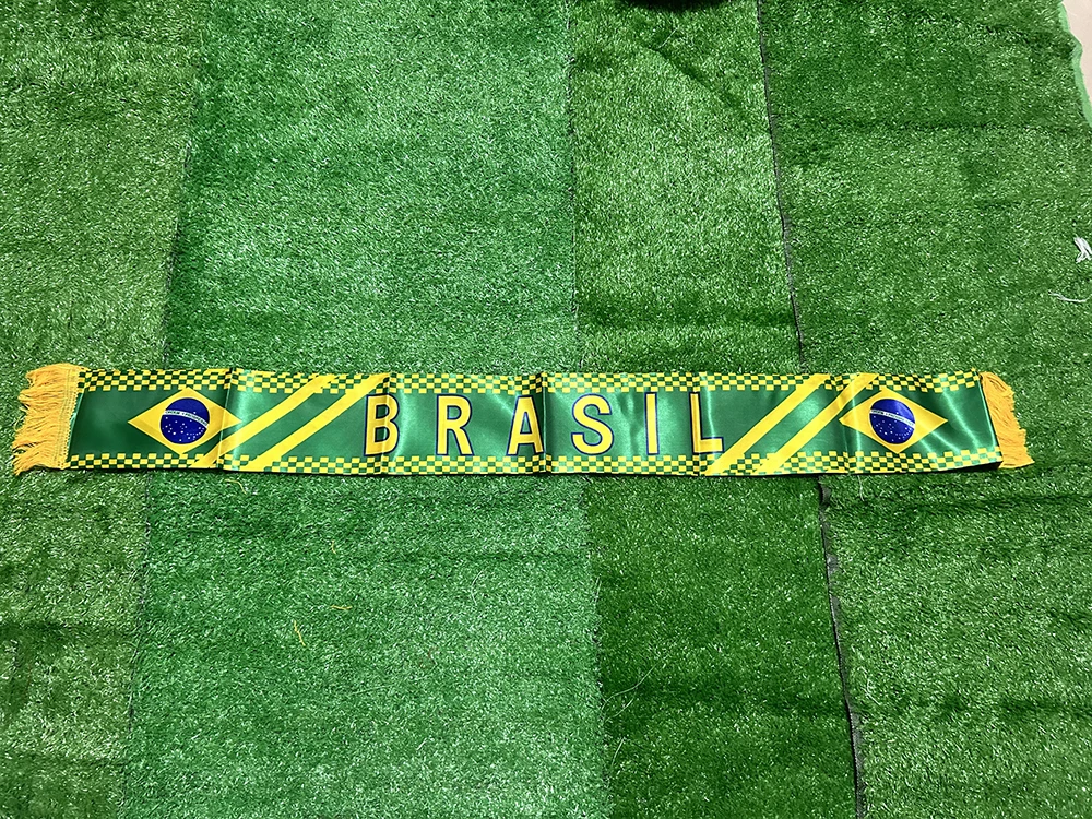 SKY FLAG Brasilien Schal 14*130 cm doppelt gedruckt Brasilien Flagge Benutzerdefinierte Schal Fußballmannschaft Schal Druck Satin Brasilien Banner - imagen 3