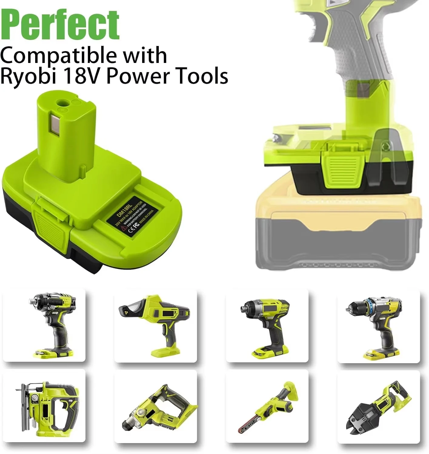 Adaptador de batería convertidor para Dewalt 20v Max para Milwaukee 18V batería de litio convertir a herramientas eléctricas Ryobi taladro DM18RL - imagen 3