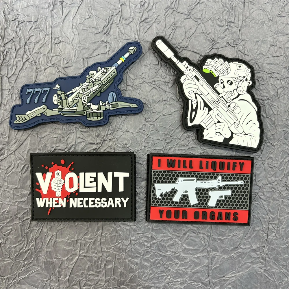 Parche de ropa de Accesorio militar, insignias de moral de PVC 3D, equipo táctico de pistola, parches de gancho y bucle, mochila Wappen