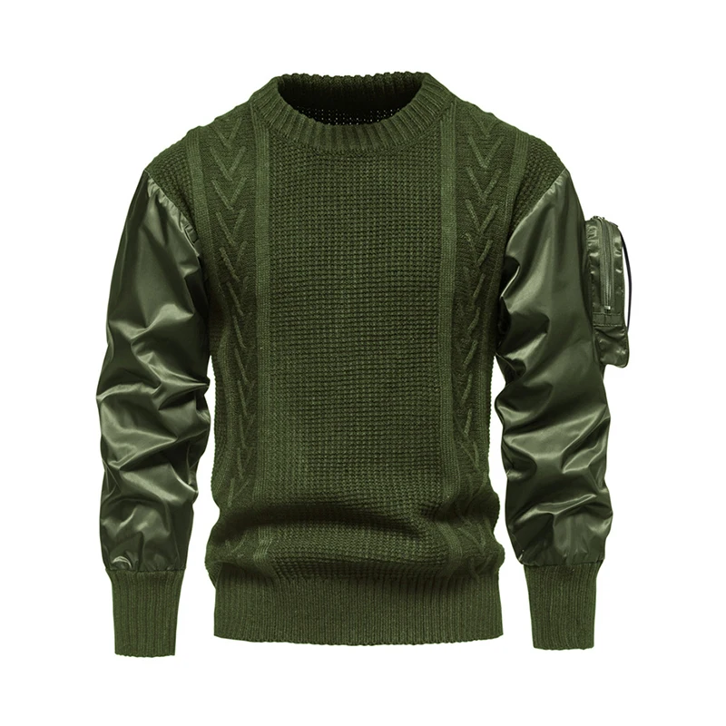 Suéter de cuello redondo de Color tridimensional, empalme de personalidad, diseño de moda europea y americana, manga con bolsillo - imagen 2