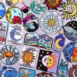 Moon Sun Embroidery Patch Iron On Patches For Clothing Mountain Embroidered Patches On Clothes Fusible Patch For Clothes Sticker