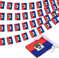 Bandera nacional de Haití 14x21cm20 unids/set banderines de Haití banderín cadena Banner banderines Festival fiesta vacaciones