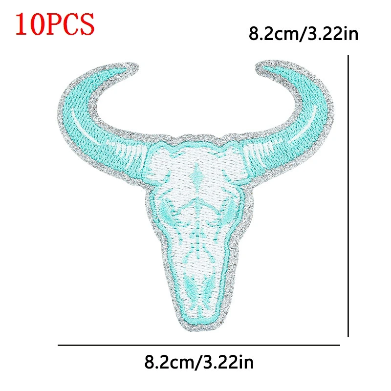 10 unids/lote, venta al por mayor, parche bordado con cabeza de toro Gateli, parches para planchar para ropa, parches termoadhesivos para apliques de ropa - imagen 4