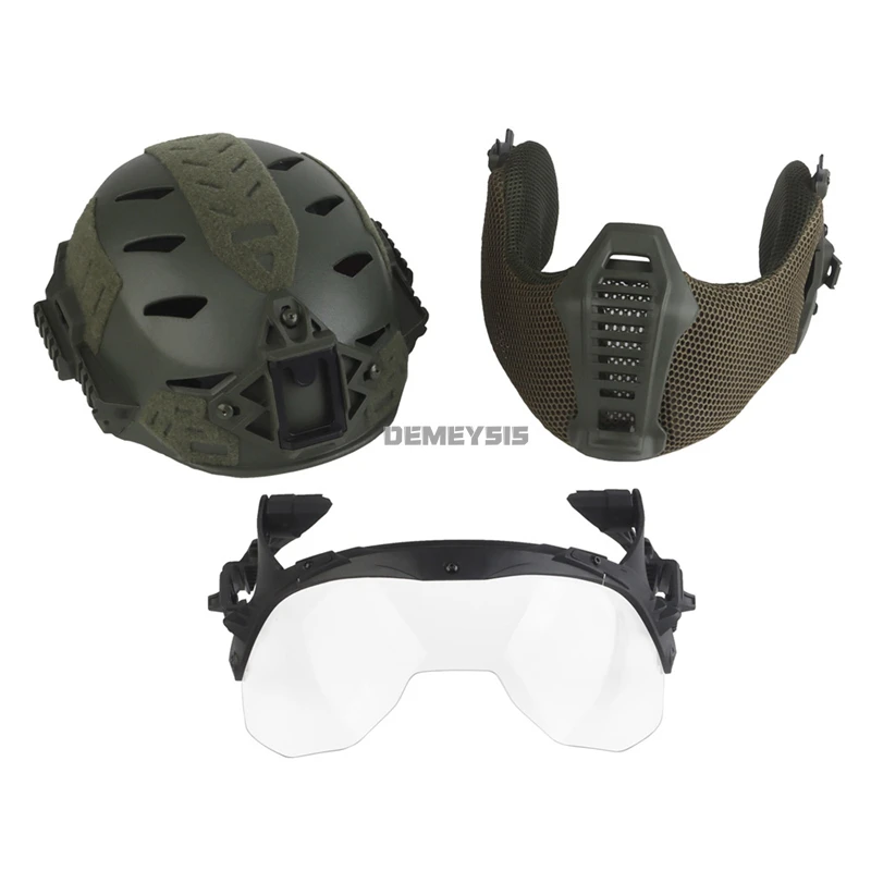 Conjunto de cascos Wendy 3,0 cubiertos, gafas extraíbles, máscara para caza al aire libre, Airsoft, protección completa, casco táctico de tiro - imagen 3