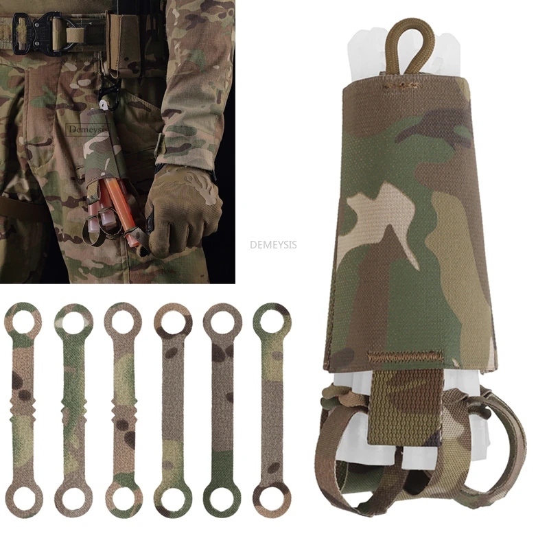 Bolsa de almacenamiento portátil con varilla fluorescente con sistema MOLLE, paquete de 6 barras luminosas, bolsa de tienda, guardián de luces químicas para acampar al aire libre