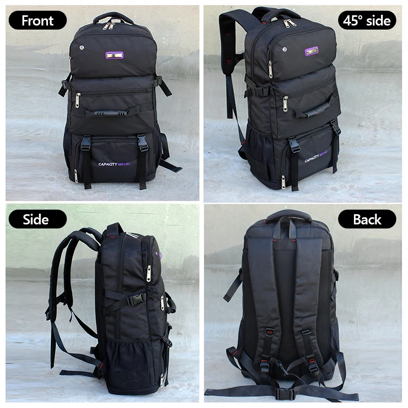 Mochila de viaje de nailon de 60L y 80L para hombre y mujer, bolsa de equipaje de acampada para exteriores, mochila de Trekking, paquete de senderismo, bolsas cambiables XA302A - imagen 5