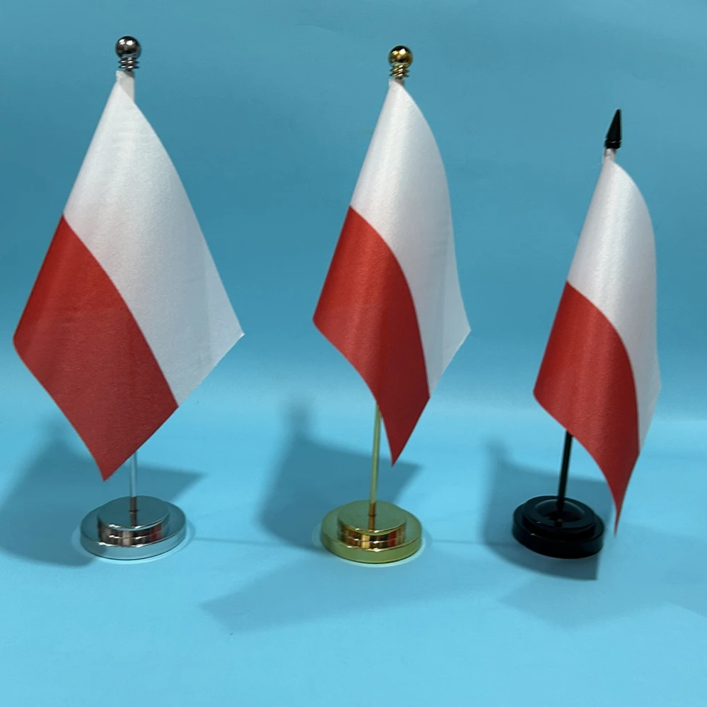 Bandera de escritorio de oficina bandera de Polonia 14x21cm decoración de mesa de poliéster banner PL bandera nacional de Polonia adornos de escritorio banderas - imagen 2