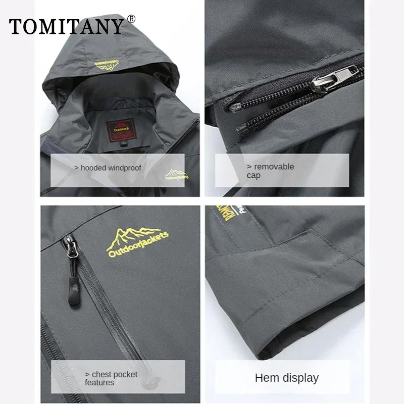 Chaqueta de talla grande para hombre, chaquetas impermeables para senderismo, abrigo para hombre, abrigo para deportes al aire libre de otoño, abrigo para acampar, cazadora para escalar y senderismo para hombre - imagen 5