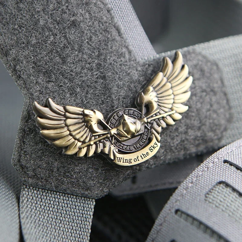 Parche de Metal de ala de aviación J-20, emblema táctico, insignias de moral en mochila, pegatina de Decoración Retro, parches militares de gancho y bucle - imagen 3