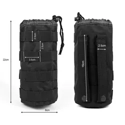 Portabotellas táctico MOLLE ajustable bolsa nailon negra exterior