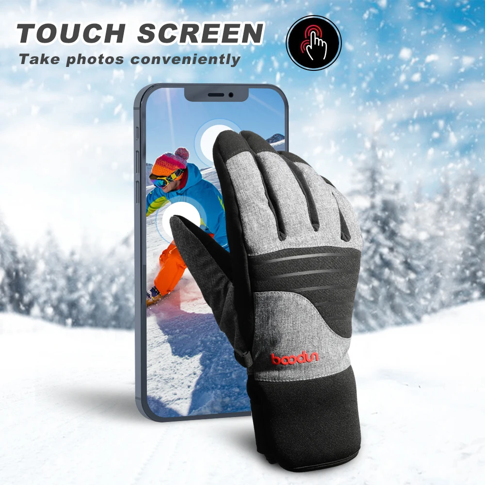 Guantes de esquí ultraligeros para hombre y mujer, manoplas deportivas cálidas de invierno, de cuero PU, antideslizantes, impermeables, para pantalla táctil, para Snowboard, de dedo completo - imagen 5