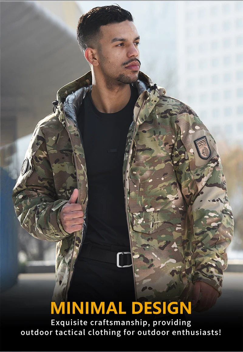Cortavientos camuflado con cremallera y bolsillos