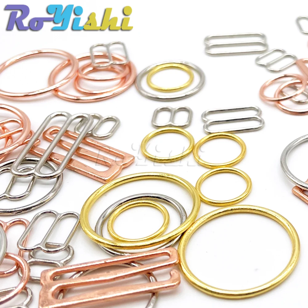 Correa de Metal para sujetador, hebillas ajustables, deslizadores de ropa interior, anillos, Clips para ajuste de lencería, accesorios de bricolaje, 6mm ~ 25mm, 100 unids/lote - imagen 4