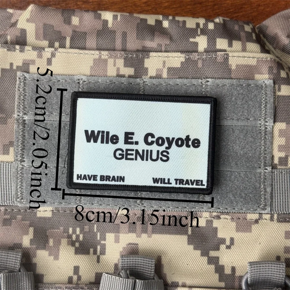 Tarjeta de visita Wile E Coyote Morale insignia parche militar táctico personalizado apliques impreso gancho y bucle ropa mochila pegatinas - imagen 2