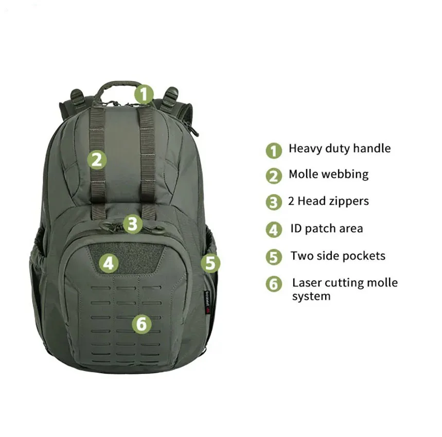 Yakeda Tactical Backpack Outdoor Hiking Camping Commuting Knapsack MOLLE Multi 26L Bag 500D Nylon - imagen 4