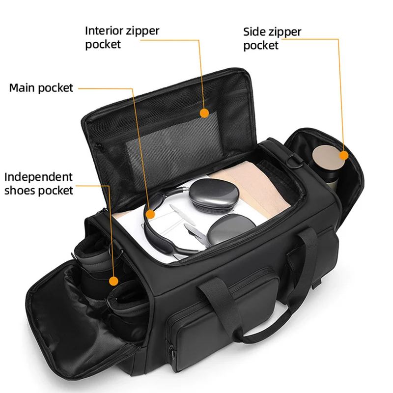 Bolso de hombro tipo bandolera para gimnasio, Fitness, separación en seco y húmedo, Yoga, bolso de viaje de corta distancia, compartimento independiente para zapatos, bolsa de natación - imagen 4