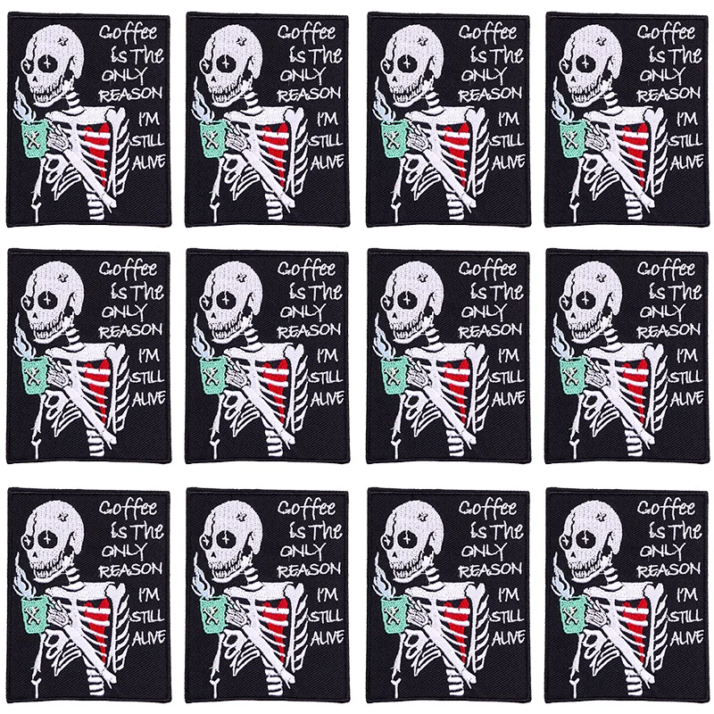 Parches bordados góticos para planchar en la ropa, pegatinas de calavera DIY, insignias de rayas en la mochila, 10 unidades por lote - imagen 5