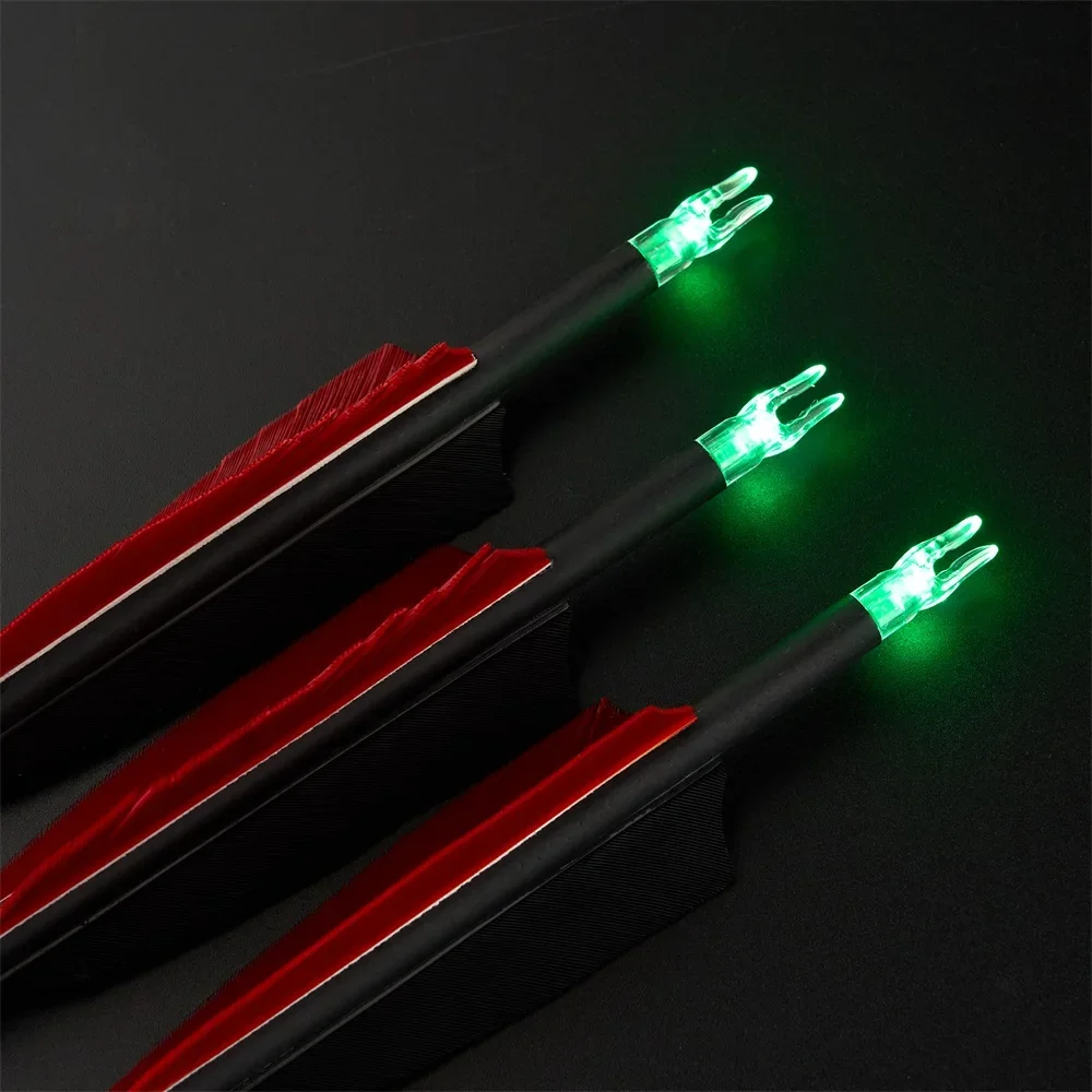3 uds tiro con arco LED Nock iluminado luminoso para flechas de carbono eje ajustable manualmente OD 6,2mm accesorios de tiro de caza - imagen 2