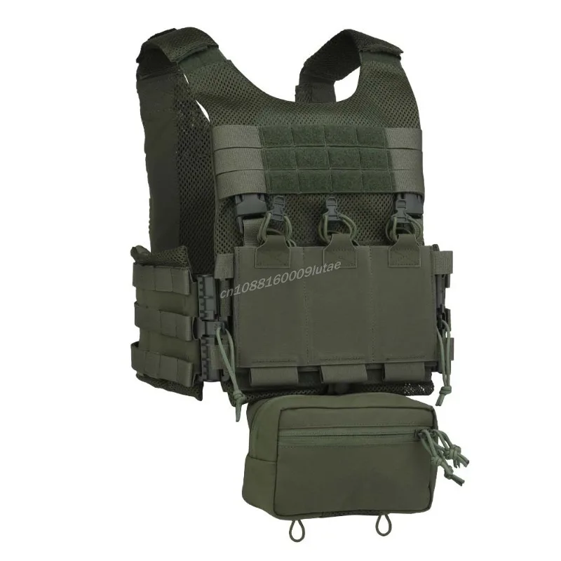 OTB LV119-Juego de portador de placa, chaleco de caza Airsoft ligero versión marítima con bolsa debajo del vientre, chaleco táctico con bolsa Triple Mag - imagen 3