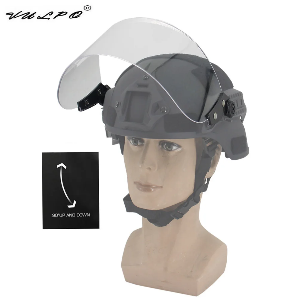 Casco VULPO FAST MICH, gafas con tapa, lente de parabrisas, máscara antidisturbios, Airsoft táctico, Paintball CS, gafas de protección para juegos de guerra