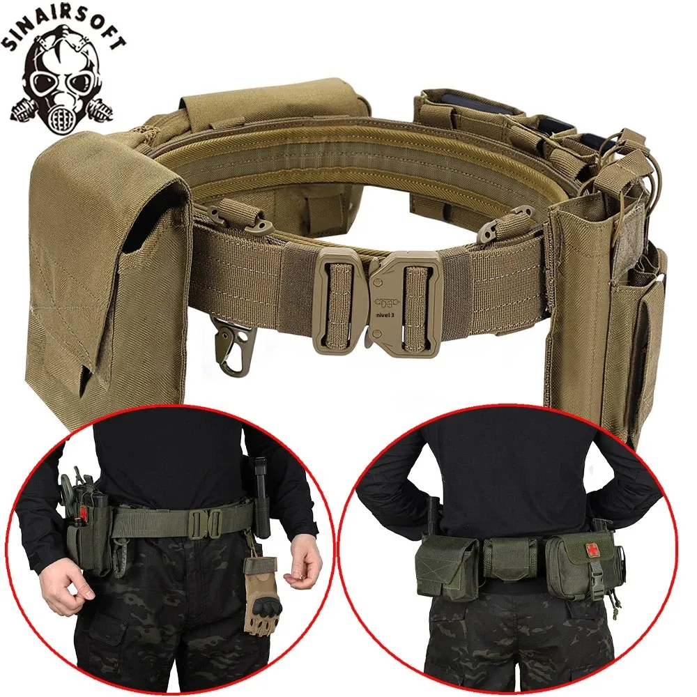 SINAIRSOFT Cinturón de batalla táctico 8 en 1 Airsoft Utility 1000D Nylon Cinturón de trabajo táctico con bolsa magnética - imagen 2
