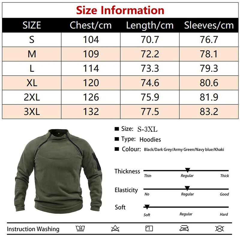 Jersey táctico para hombre, sudadera militar informal, chaqueta polar, cuello de pie, suéter de Color sólido, ropa a prueba de viento - imagen 5