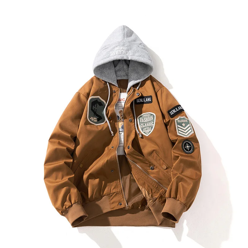 Chaqueta de béisbol con cuello redondo para hombre, abrigo de vuelo holgado de gran tamaño, chaquetas tácticas para exteriores, moda informal, Retro americano - imagen 4