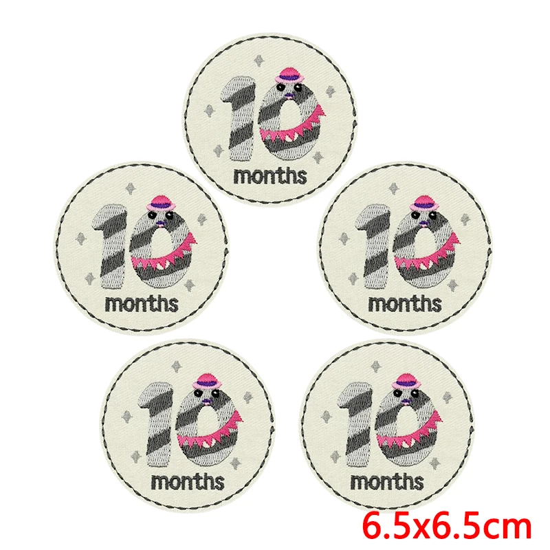 10 unids/lote DIY 12 meses parches bordados para ropa regalos de cumpleaños parche para planchar en sombrero mochila números insignias bordadas - imagen 5