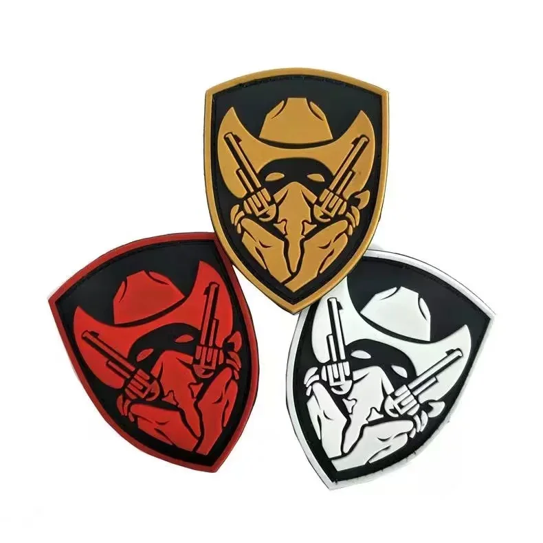 Insignia de Medalla de Honor moral de doble pistola, parches de gancho y bucle de vaquero de PVC, pegatina de decoración de mochila táctica - imagen 2