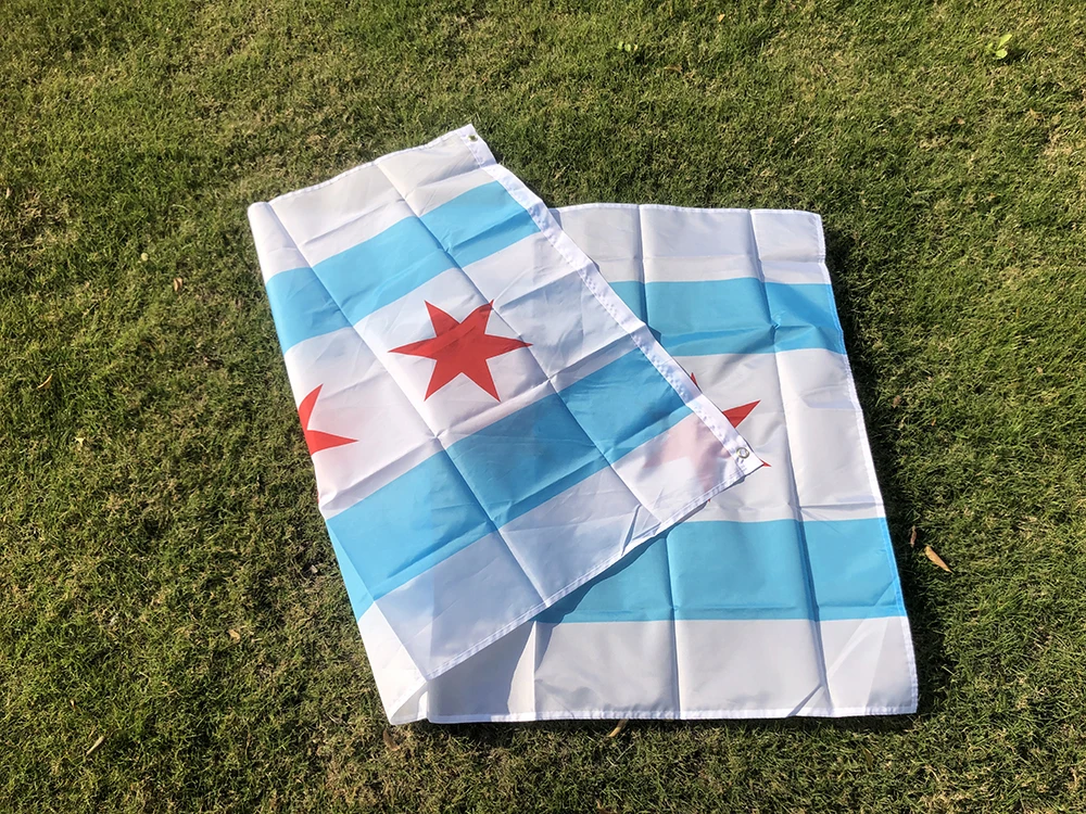 SKY FLAG Bandera de Chicago 90x150cm Bandera del Estado de EE. UU. para decoración del hogar Banner colgante de poliéster - imagen 5