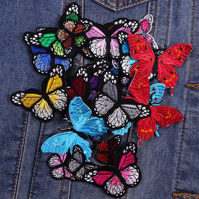 Parches bordados de mariposa para ropa, 12 colores, Animal, mariposa, parches para planchar en la ropa de los niños, apliques DIY - imagen 2