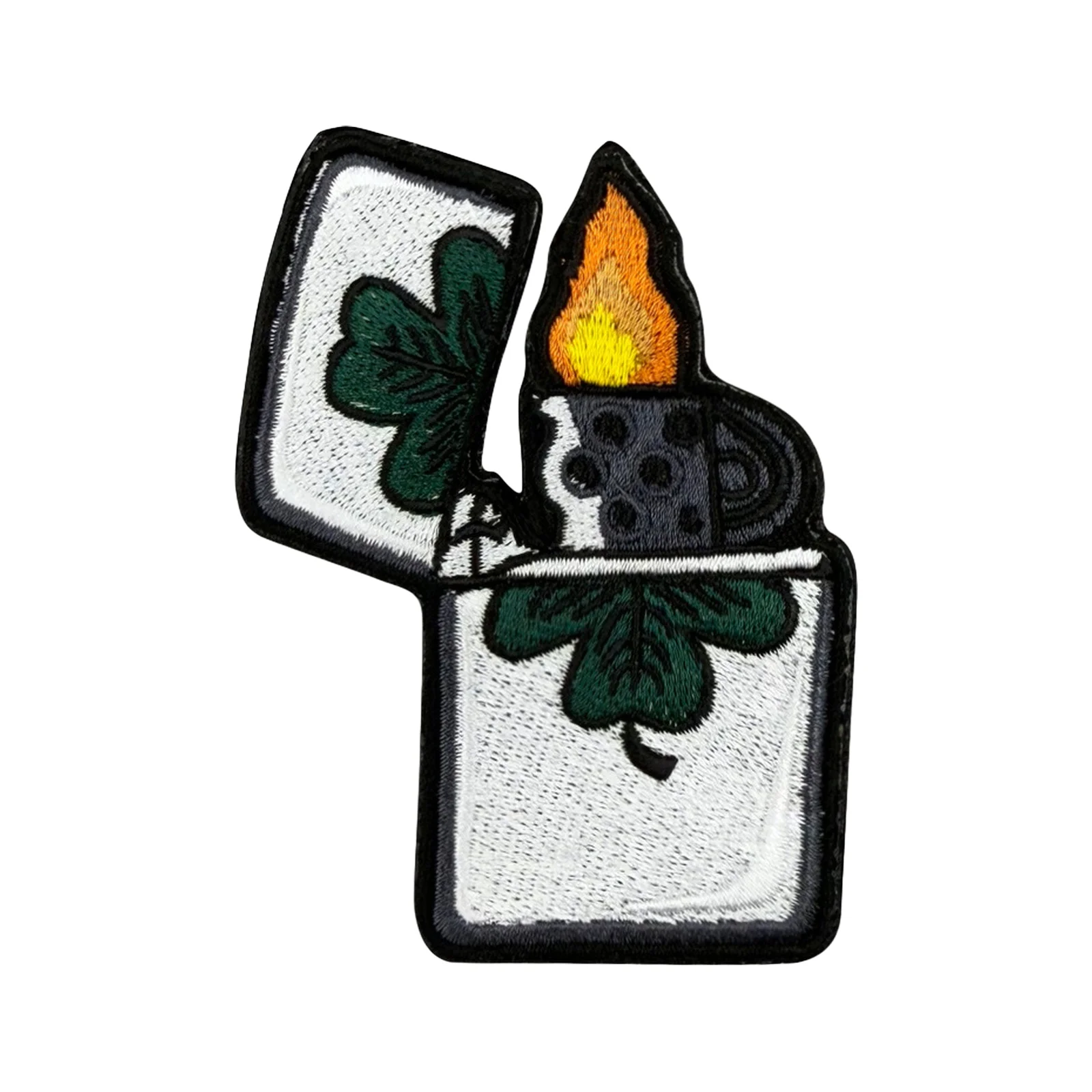 Lucky Clover Encendedor Velcros Parche Divertido Meme Cierre de gancho y bucle Insignia bordada para mochila táctica Molle, chaqueta, gorras