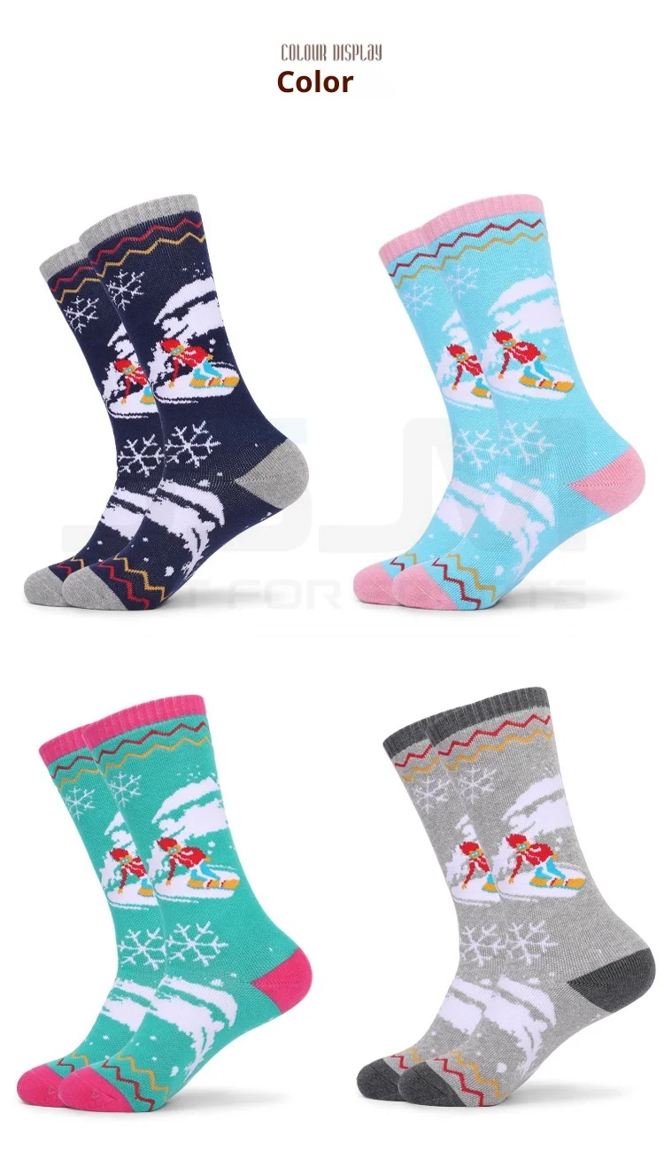 JSJM calcetines térmicos de esquí de invierno para niños, calcetines deportivos de algodón más gruesos y cálidos, calcetines térmicos para ciclismo y esquí para niños, regalos de navidad - imagen 3