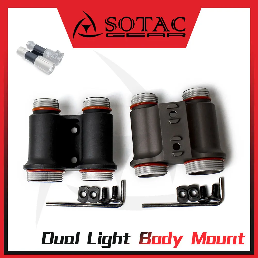 SOTAC-GEAR-adaptador táctico de doble luz para montaje en cuerpo, 18350 y 16340 MLOK para M300V M600V OKW PLH V2, soporte de luz de explorador