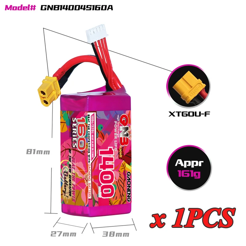 1Pcs 4S 1400mAh 160C