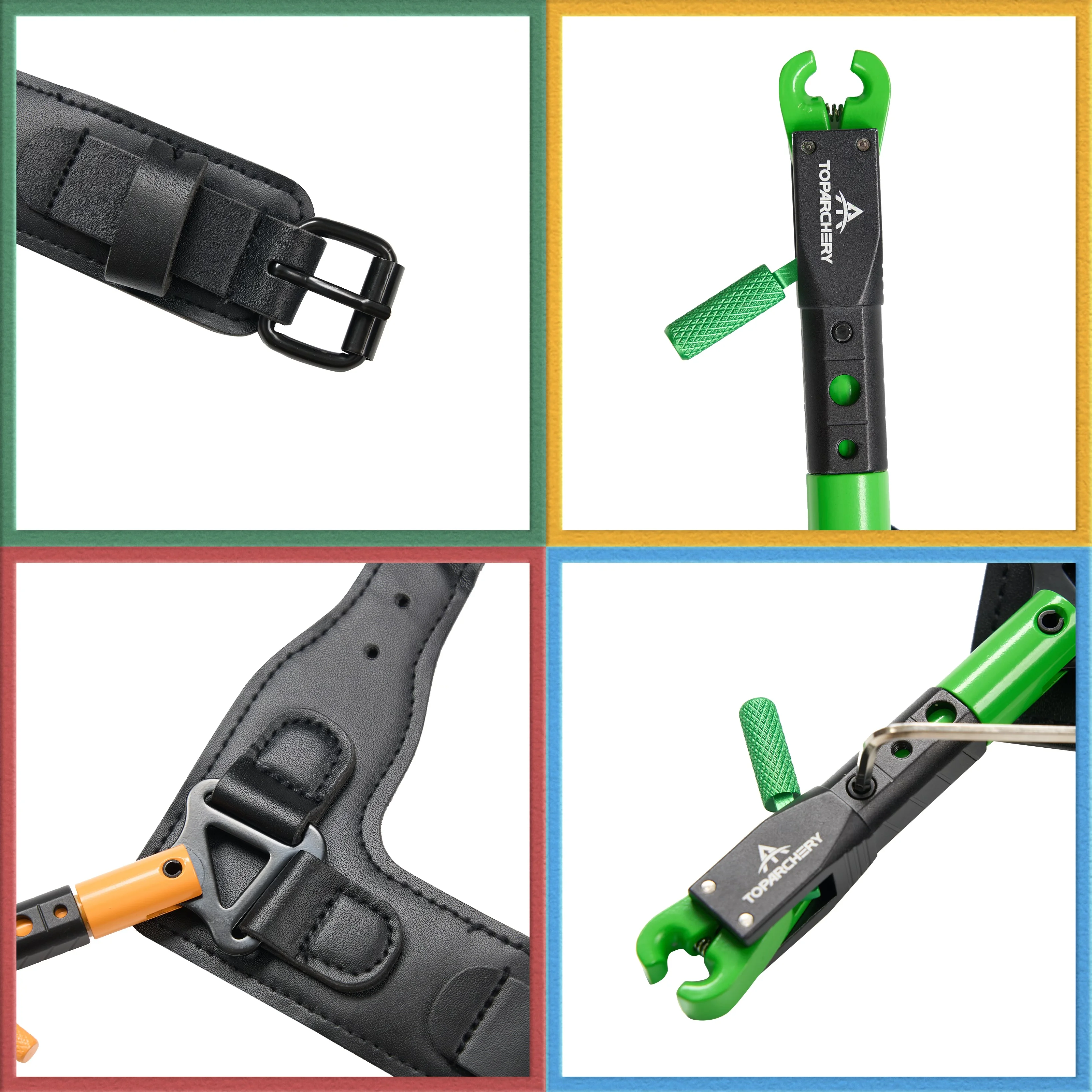 Herramienta de liberación de arco compuesto de tiro con arco, alicates giratorios de tres colores, pinza de gatillo, correa de muñeca, accesorios de caza al aire libre, 360 - imagen 3