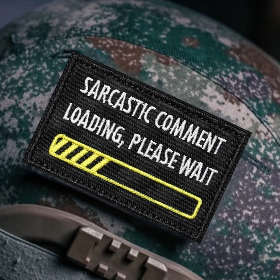 Parche bordado con apliques de moral, parches militares tácticos con gancho y bucle para ropa, "comente sarcástico, carga, por favor espere" - imagen 5