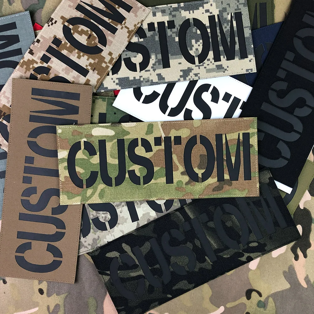 Parche trasero de reflexión infrarroja IR IFF, cintas de nombre con corte láser personalizado, letras negras, tácticas de moral, Airsoft militar, 25cm - imagen 3