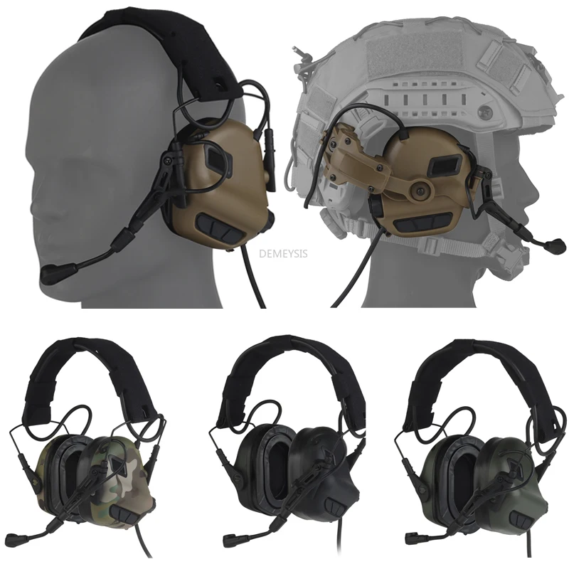 Auriculares tácticos con captación y casco con reducción activa de ruido, orejeras para tiro, auriculares de comunicación de combate y caza